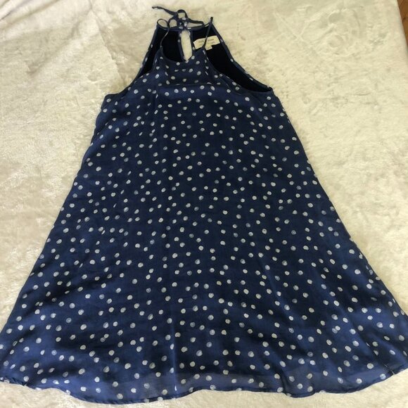 CLOTH & Stone Blue & White Polka Dot Summer Halter Dress Size Small - Picture 3 of 10